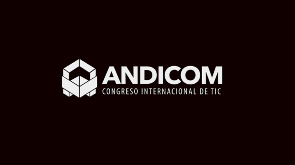 Andicom 2024 logo in white on a black background