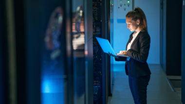 female engineer in data center