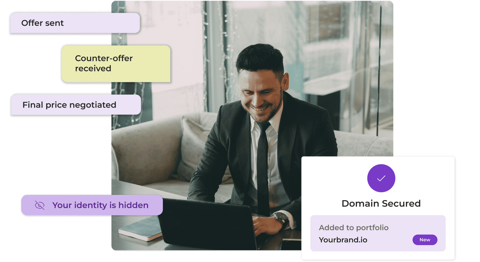 man smiling after completing ilkari domain brokerage
